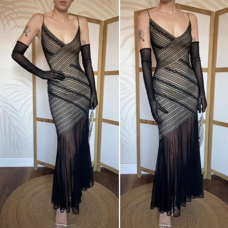 Tadashi bodycon sheer hem dress UK 14