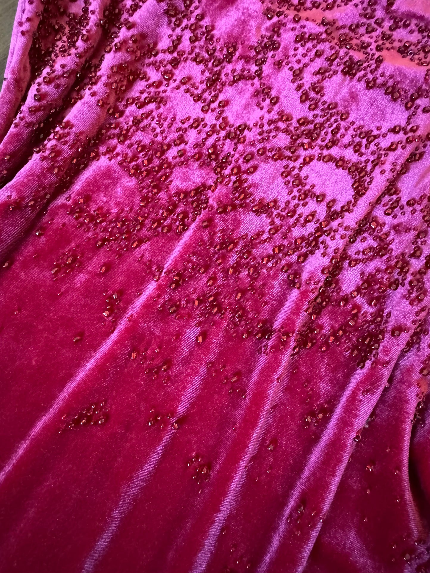 Red stretch beaded evening dress uk 14