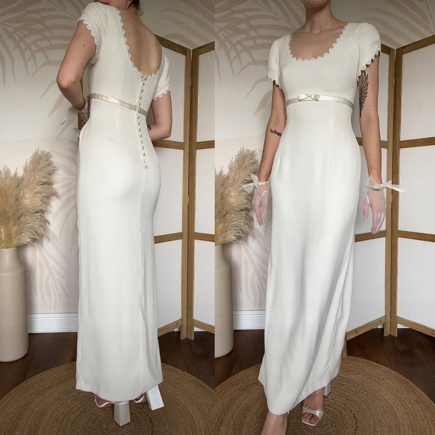 Victoria Jane cream short sleeve wedding dress uk 10-12