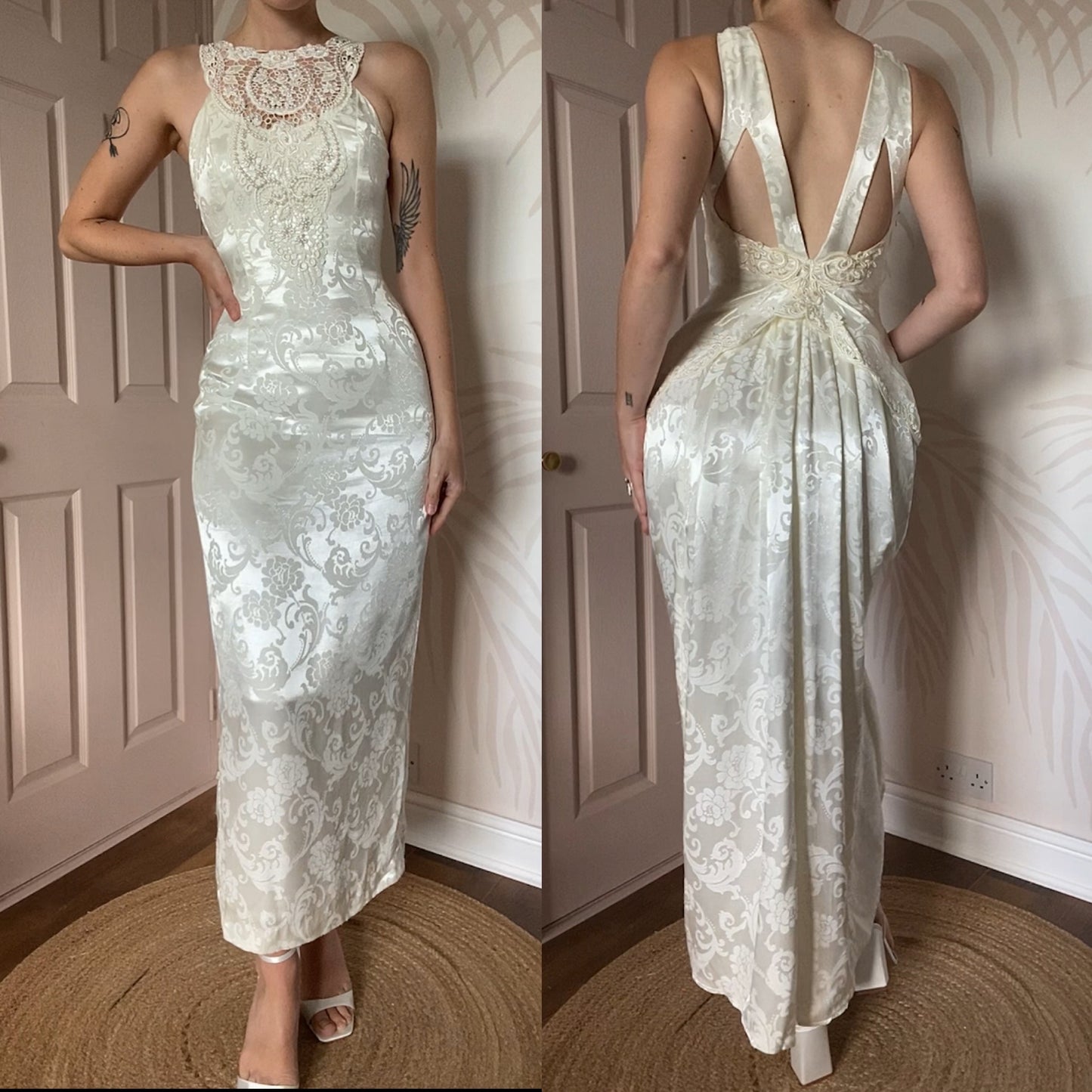 Silky white Jessica McClintock petite wedding dress UK 8