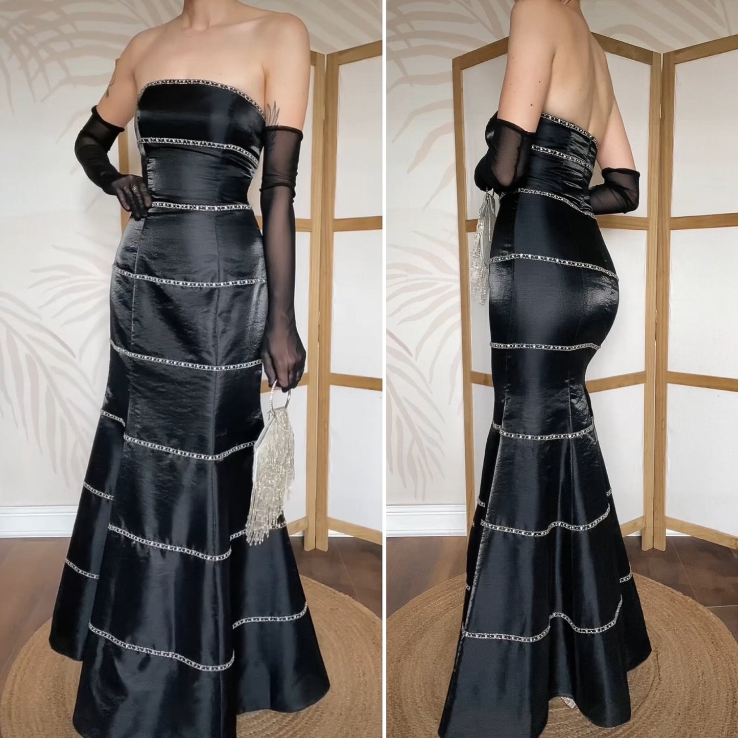 Yve London black strapless fishtail gown UK 10