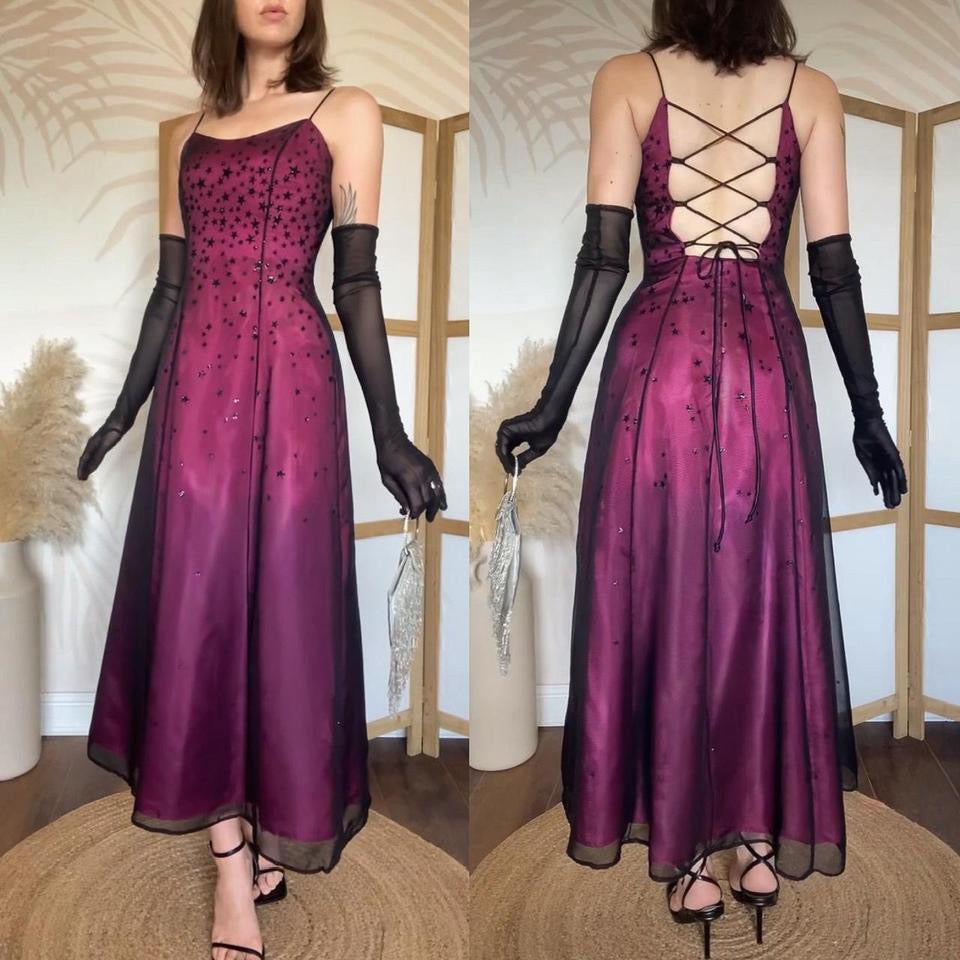 Morgan & Co petite pink glittery star a-line prom dress uk 8