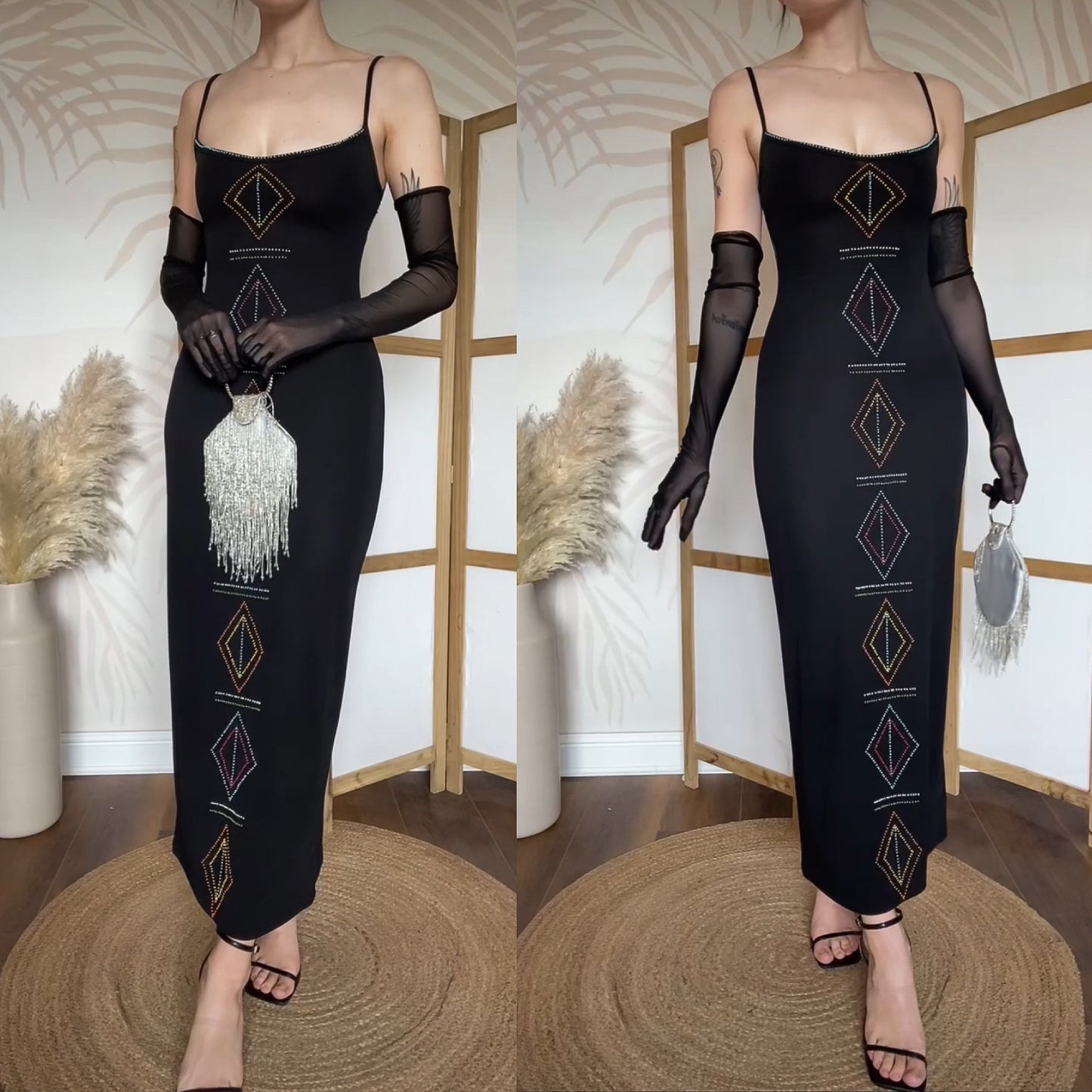 Karen Millen 90s beaded bodycon dress uk 8-10