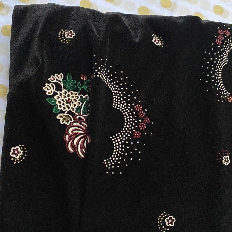 Black velvet print short sleeve dress UK 10 & UK 16
