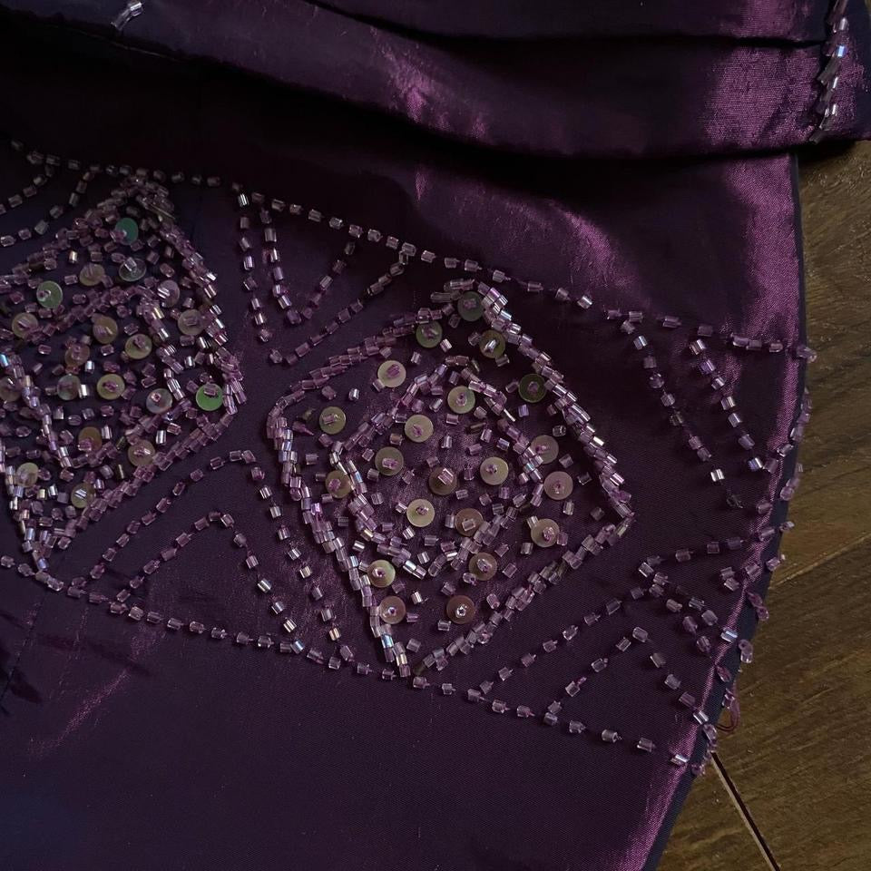 Dynasty taffeta purple 2-piece skirt & top prom set uk 10