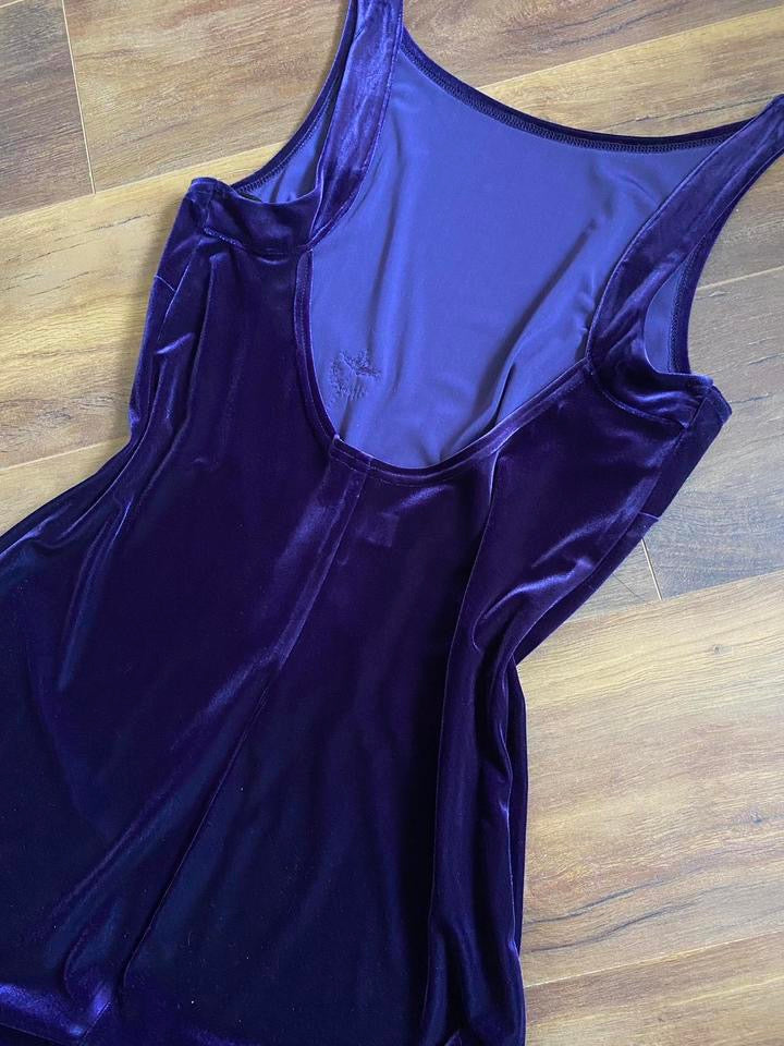 Scene purple velvet stretch evening dress uk 14-16