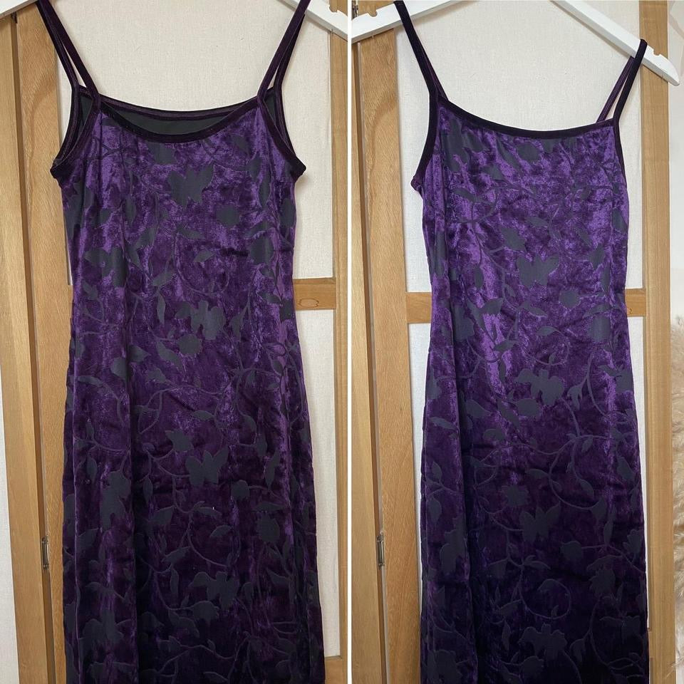 Bhs purple velvet stretch evening dress uk 10
