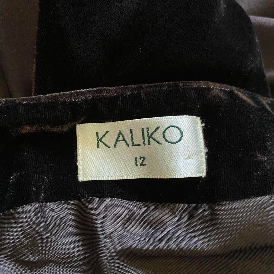 Brown Kaliko velvet flared maxi skirt UK 12