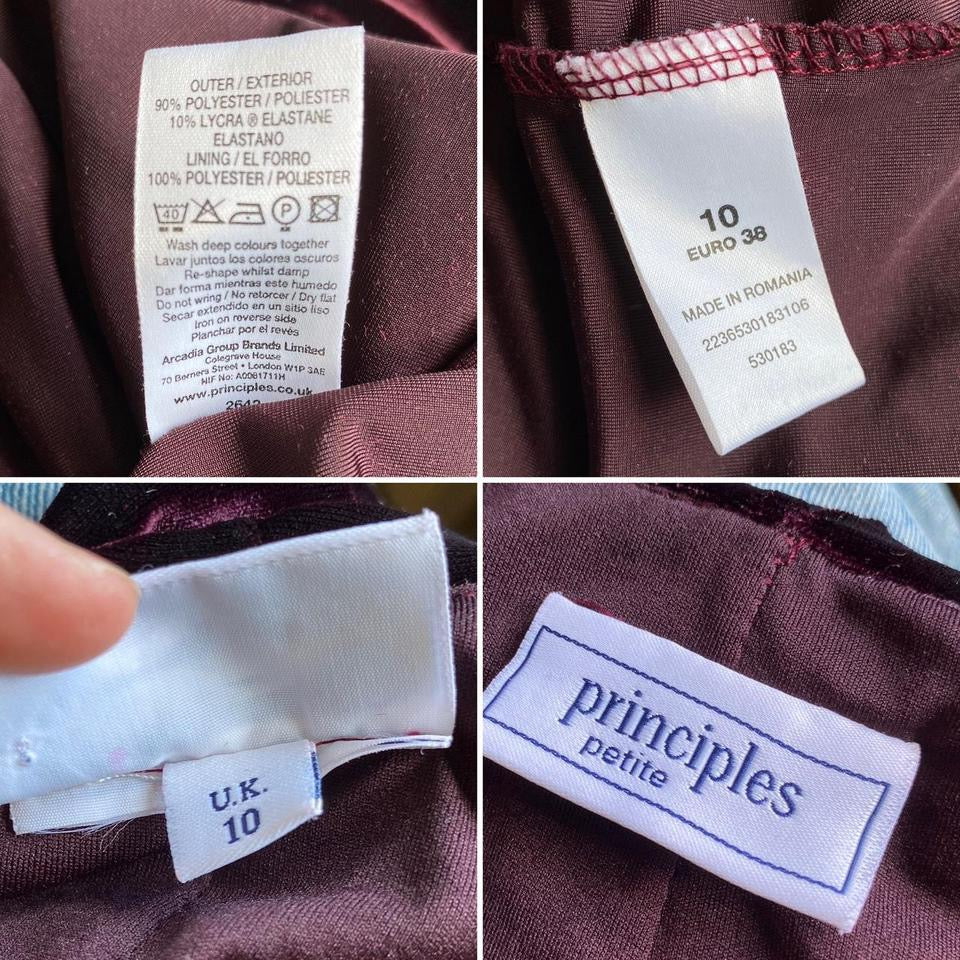 Petite Principles burgundy velvet dress uk 10