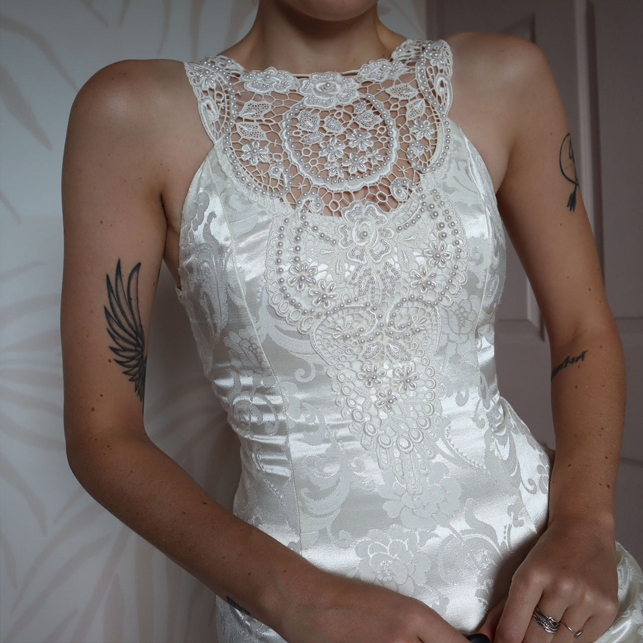 Silky white Jessica McClintock petite wedding dress UK 8