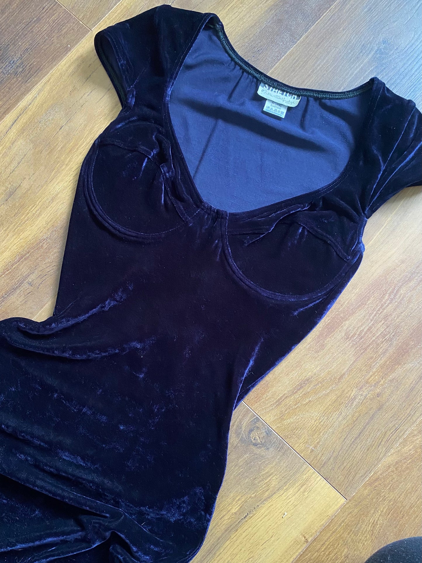 Navy velvet stretch bodycon dress uk 8