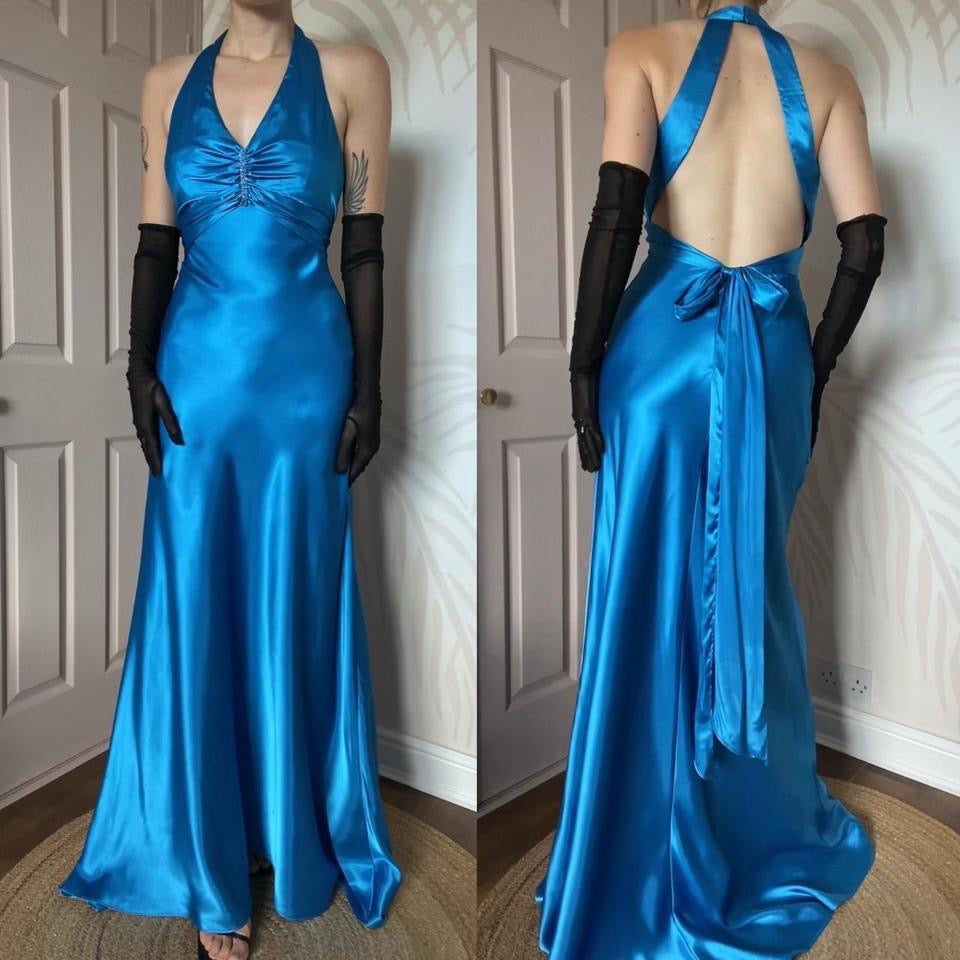 Zum Zum sapphire open back evening prom dress UK 12