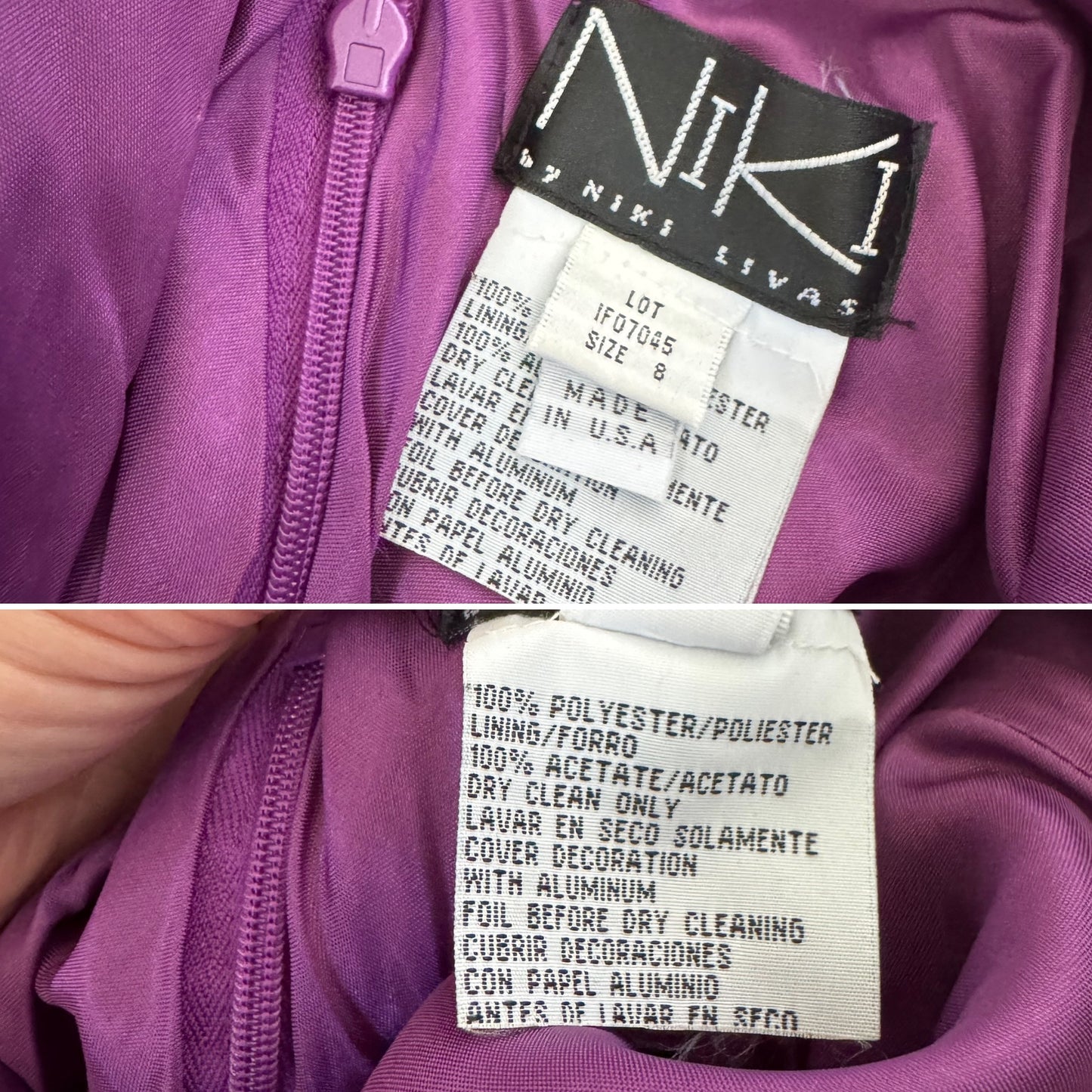 Purple satin Niki Livas prom dress uk 10