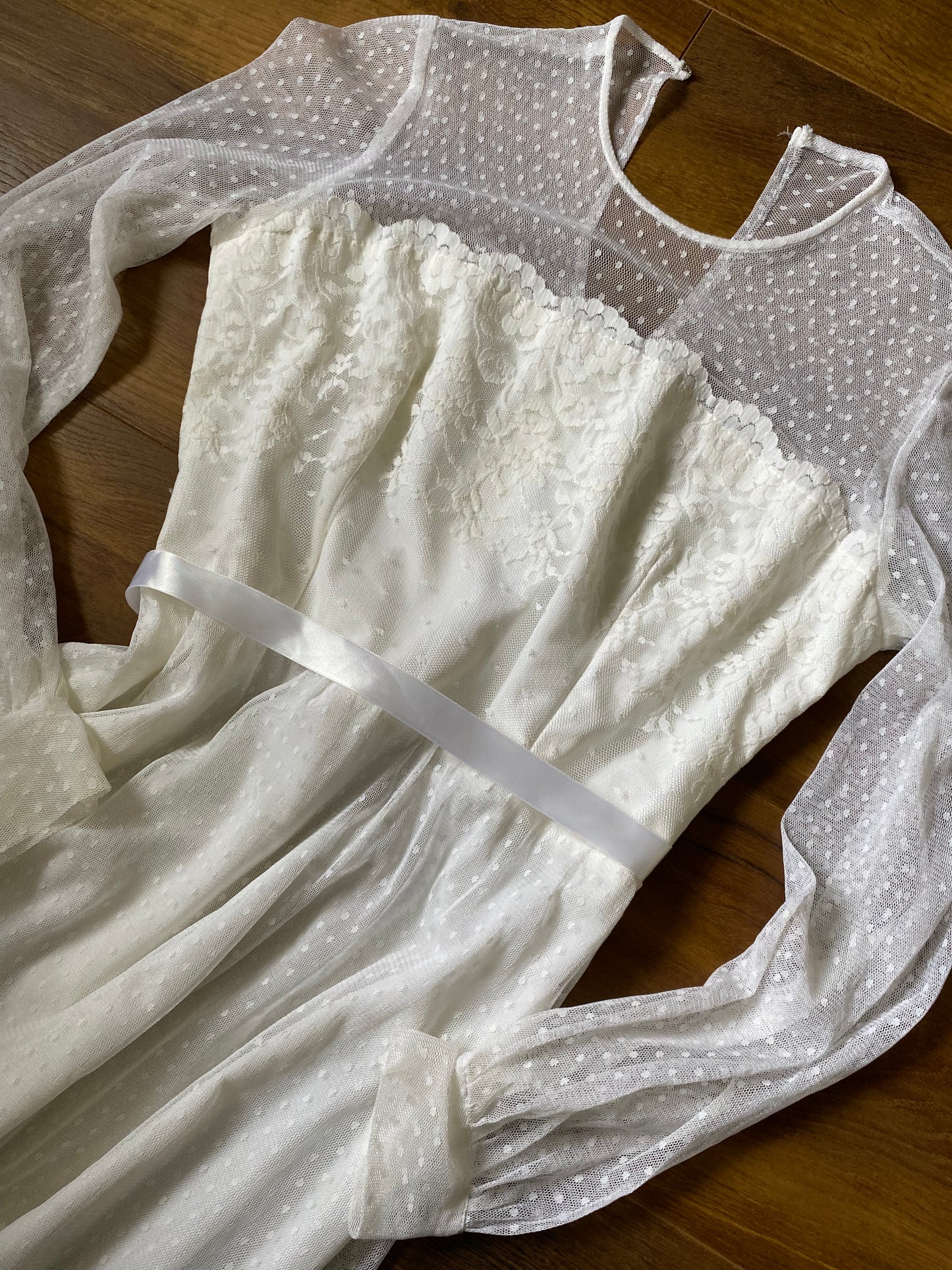 Berkertex white lace long sleeve wedding dress UK 12