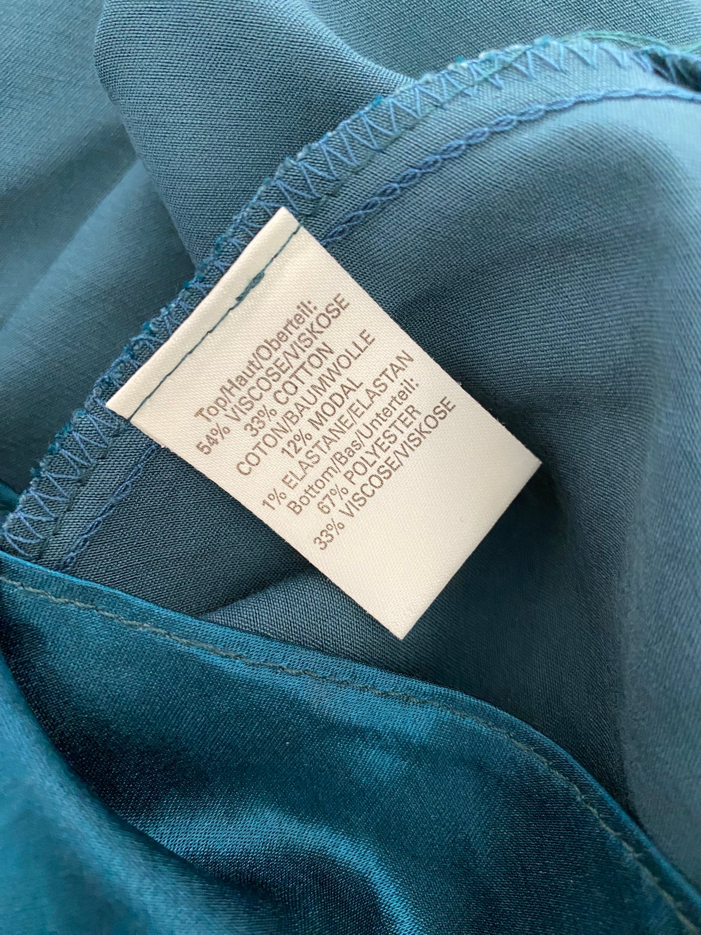 Teal Charlotte Halton 90s satin slip dress UK 10