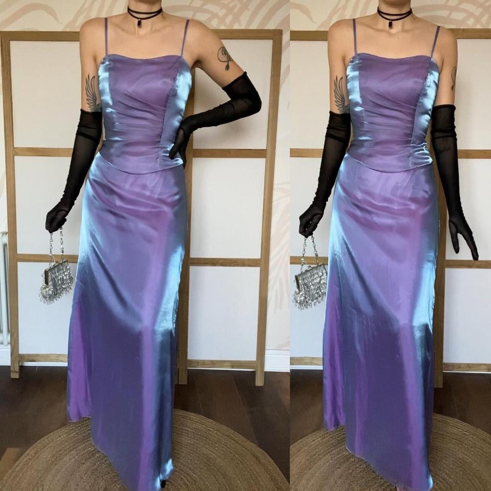 Hilary Morgan purple iridescent evening dress UK 12