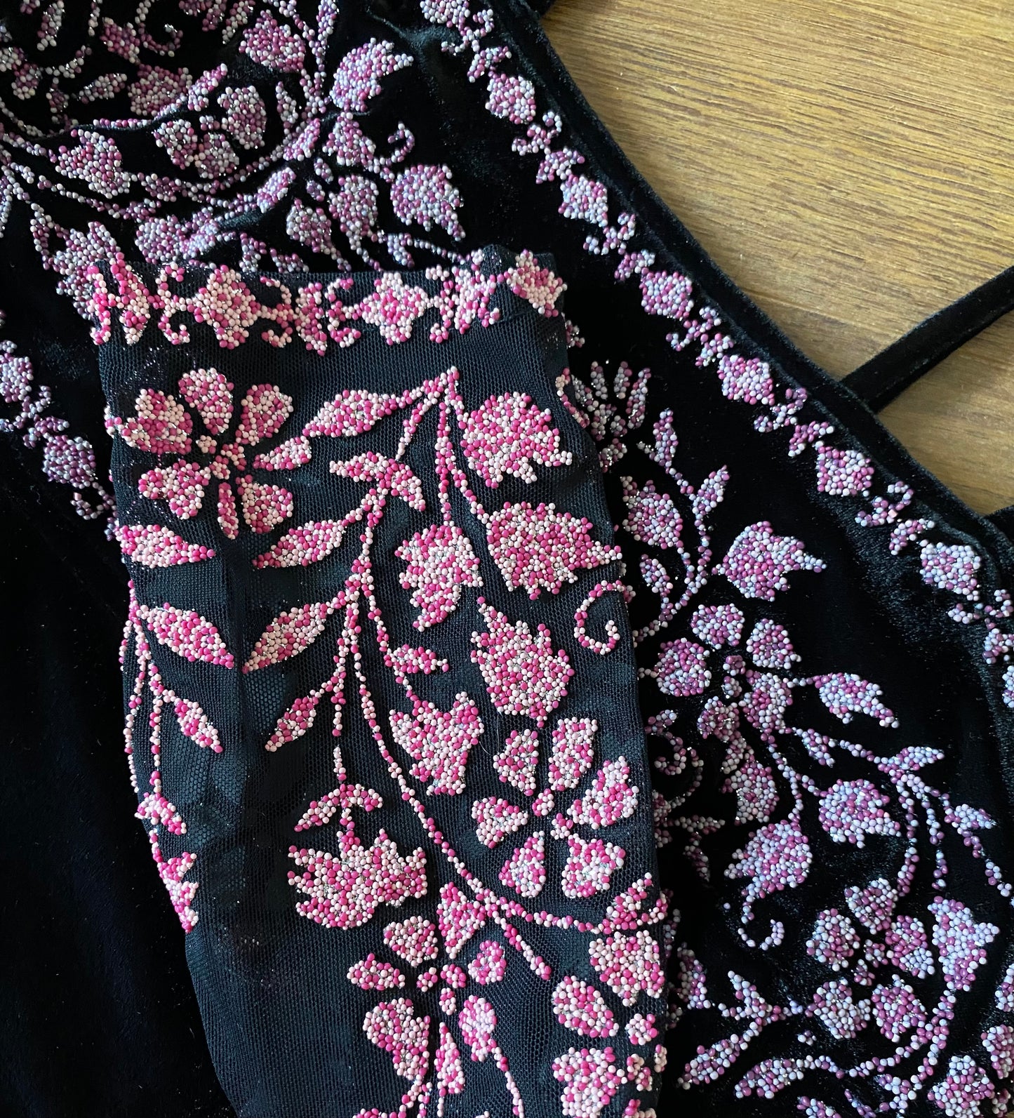 Tadashi black & pink beaded 2 piece dress and jacket uk 12