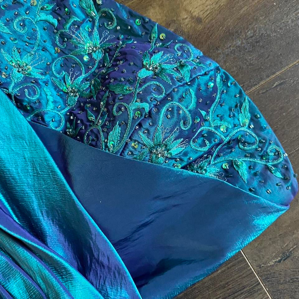 Aqua iridescent strapless a-line prom dress uk 10-12