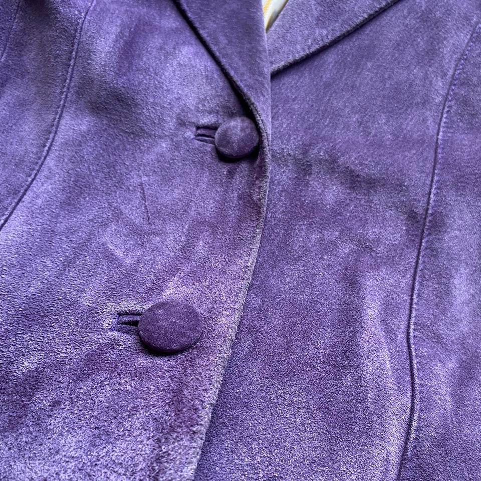 Purple real suede leather jacket UK 10