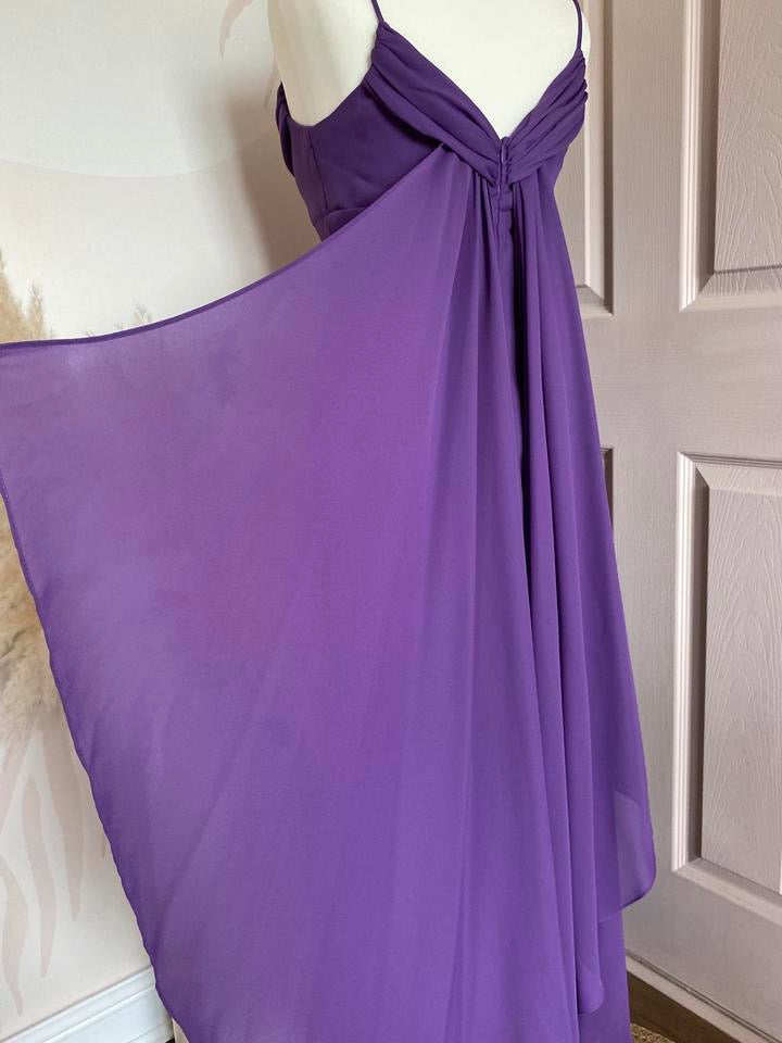 Purple petite chiffon evening dress uk 12