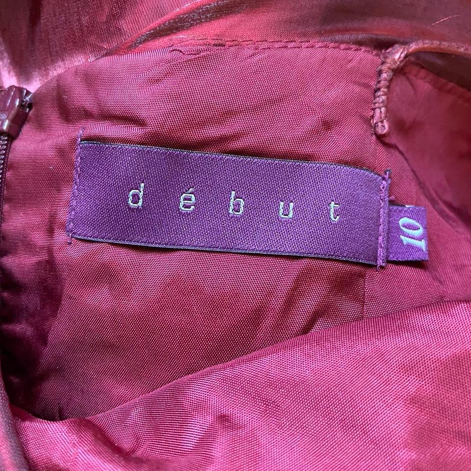 Debut silky dark red a-line evening dress UK 10