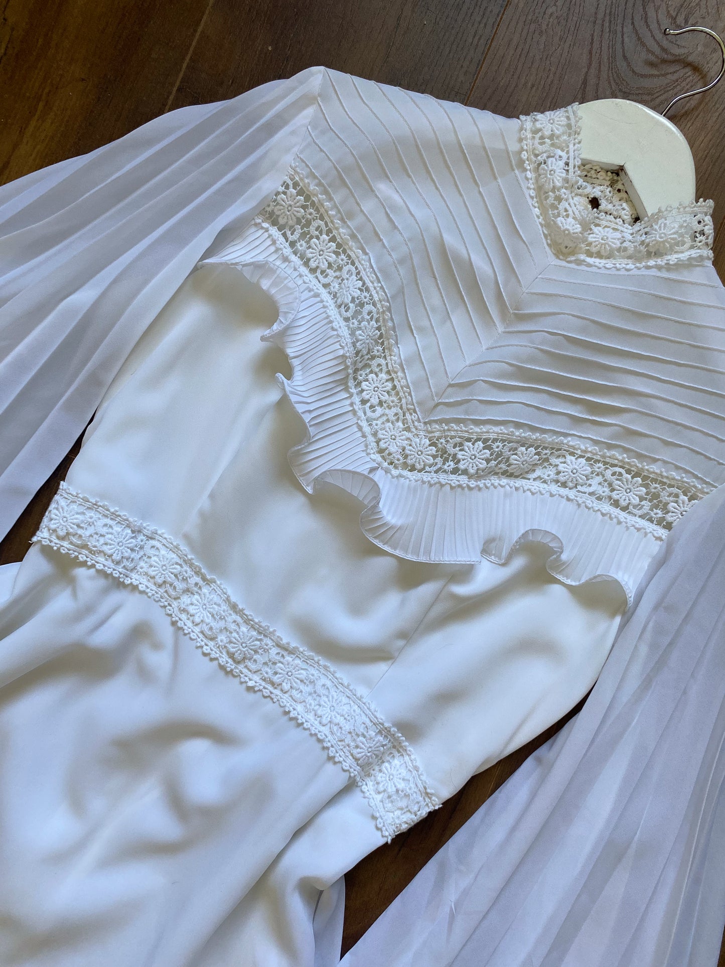 70s long flared sleeve wedding dress uk 12