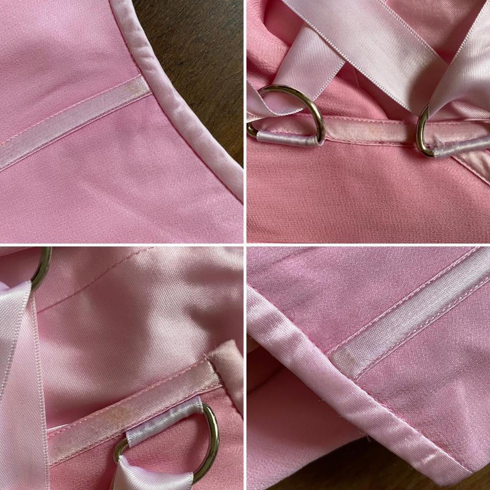 Baby pink silk strapless corset evening dress uk 8