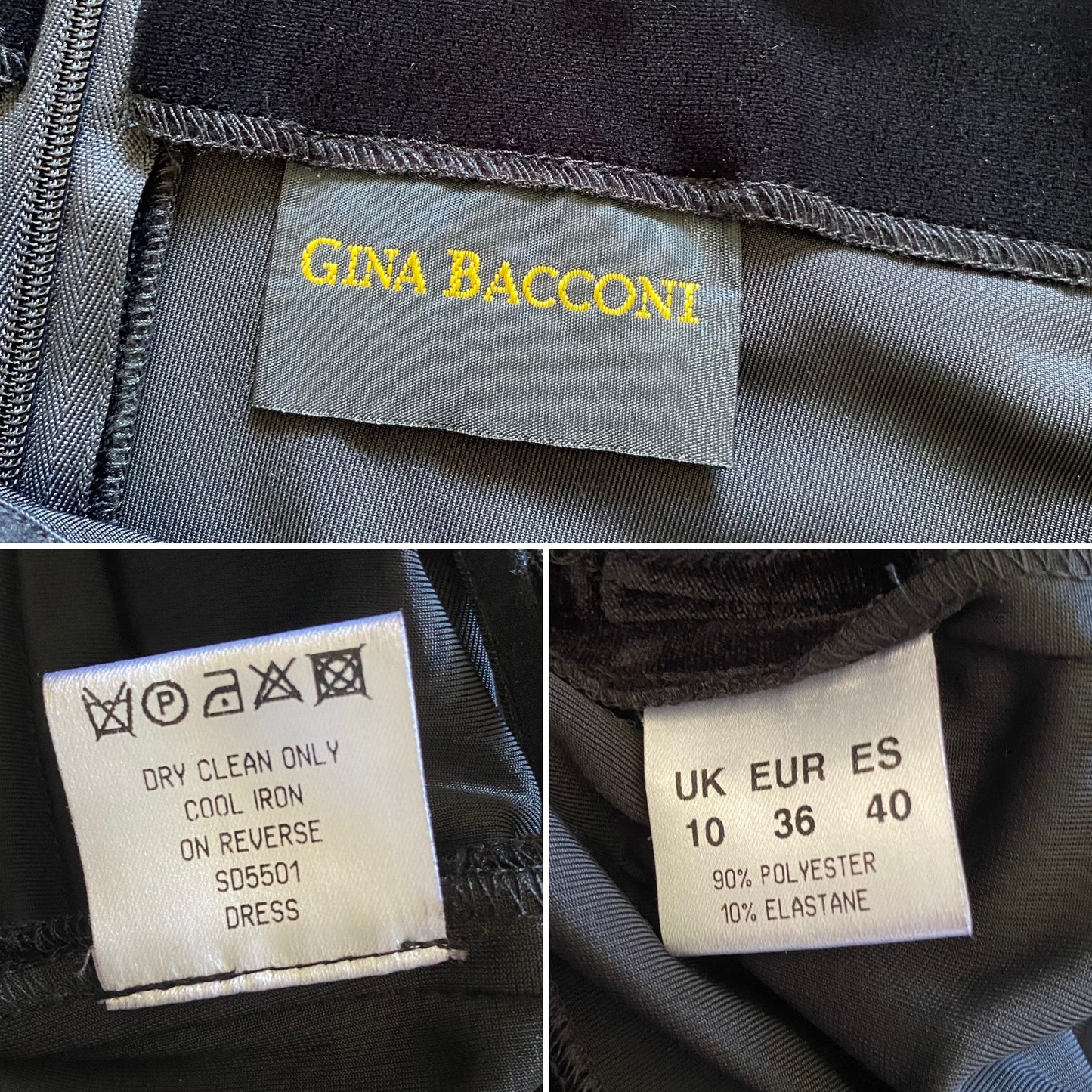 Gina Bacconi black velvet evening gown UK 10/12