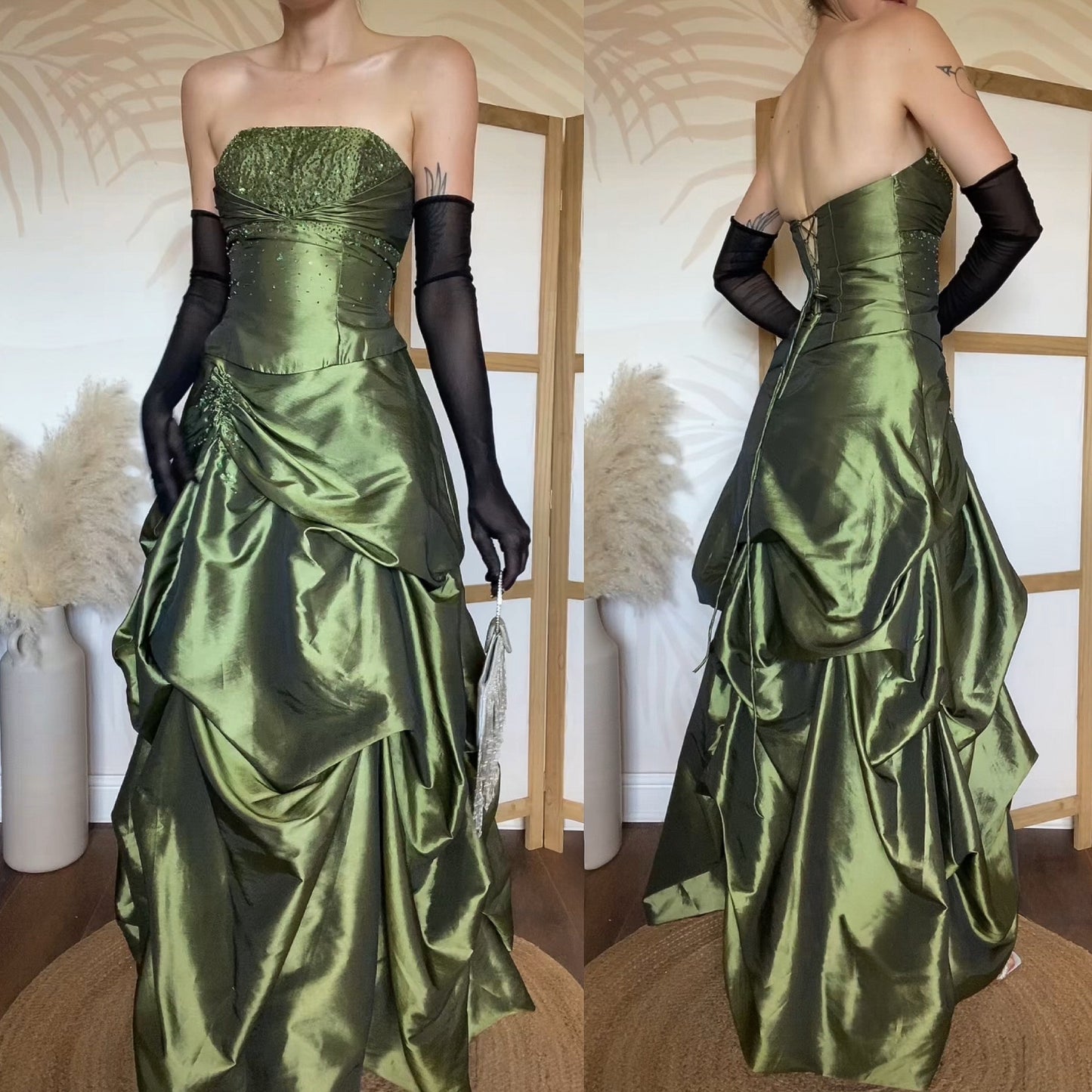 Zum Zum strapless green a-line prom dress uk 10