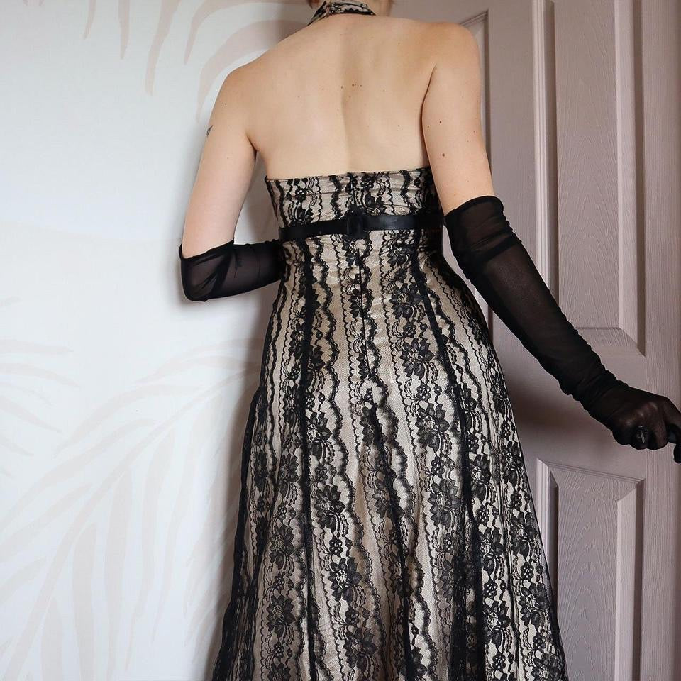 Zum Zum lace halter neck evening prom gown UK 12