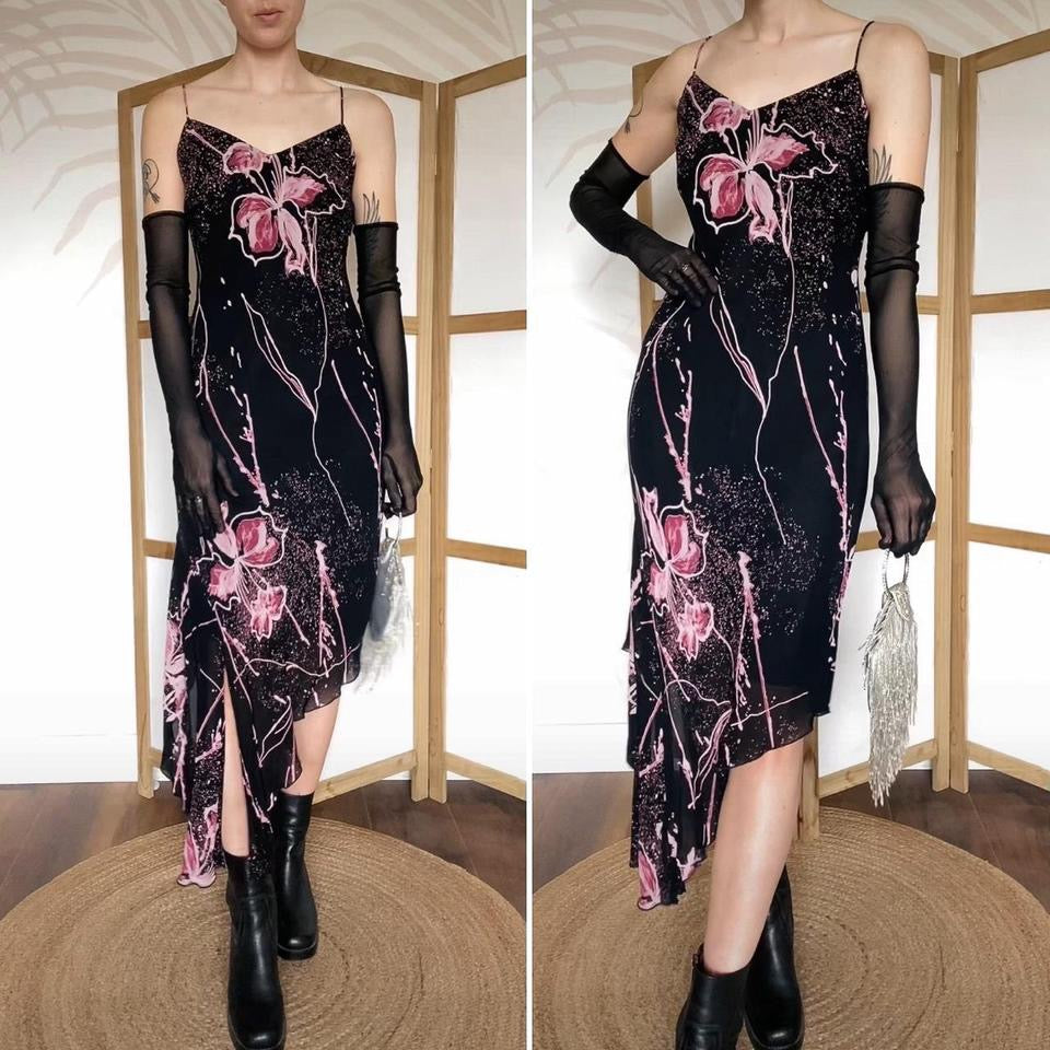 Joseph Ribkoff black & pink slip dress uk 12