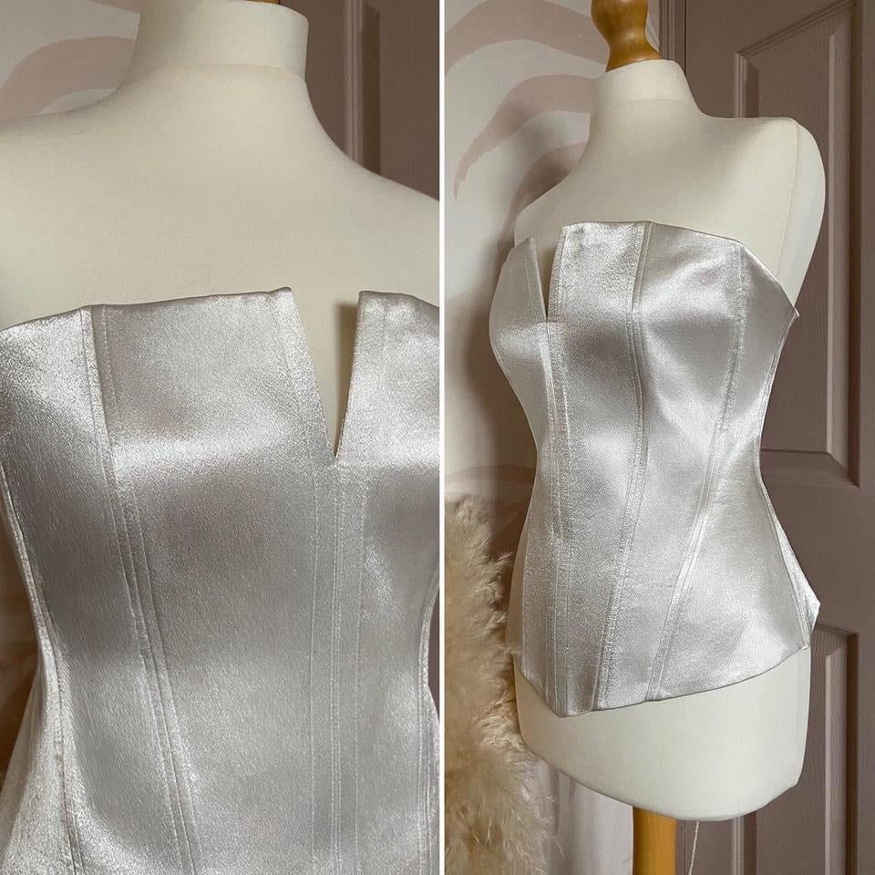 Dawn Stretton white lace up corset uk 16