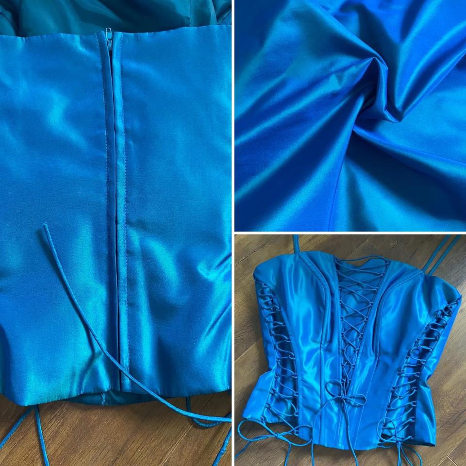 John Charles blue taffeta 2 piece prom set uk 10
