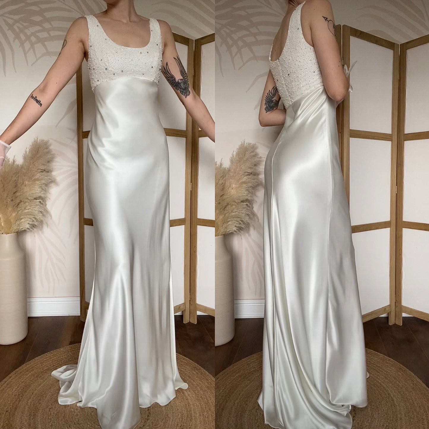 Mon Cheri Destinations satin beaded wedding dress uk 10