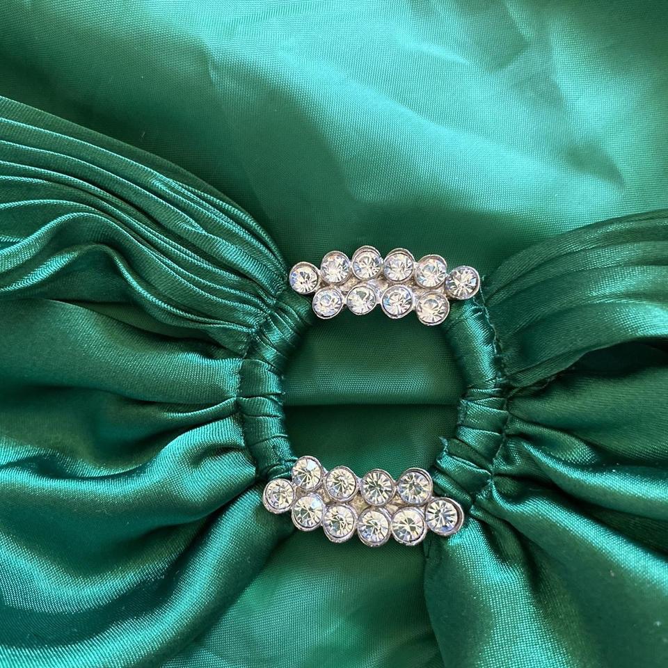 Green Nightway Satin Diamanté Evening Prom Gown UK 12 & 16