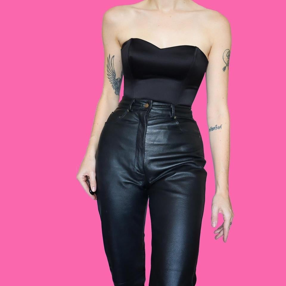 Real leather black trousers UK 8-10