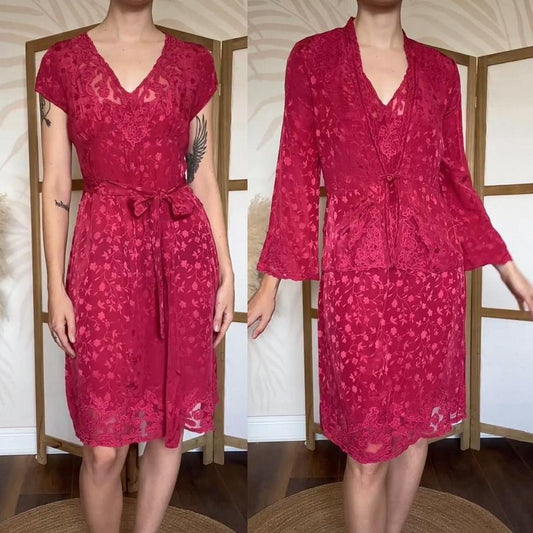 100% silk pink 2 piece uk 8-10/S