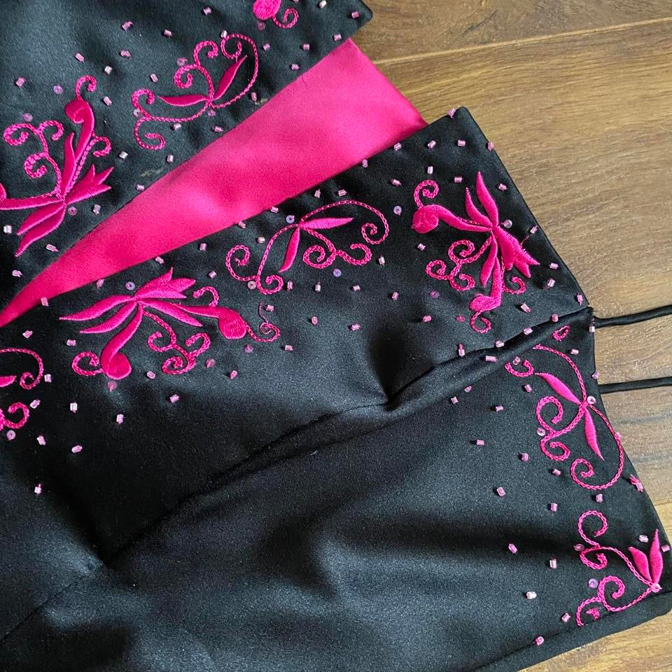 Niki Livas black & pink a-line prom dress uk 12