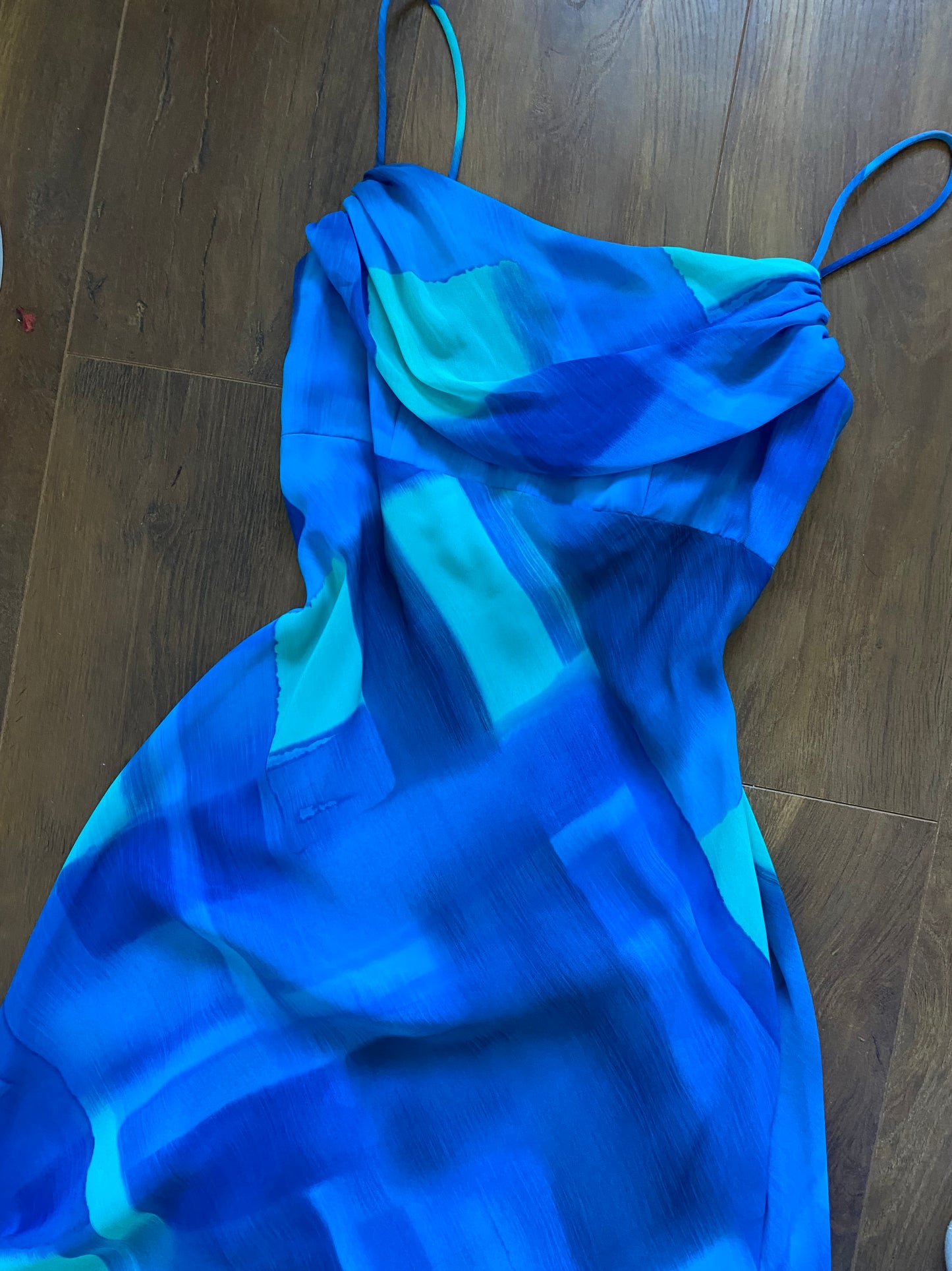 Betsy & Adam blue print evening dress UK 8