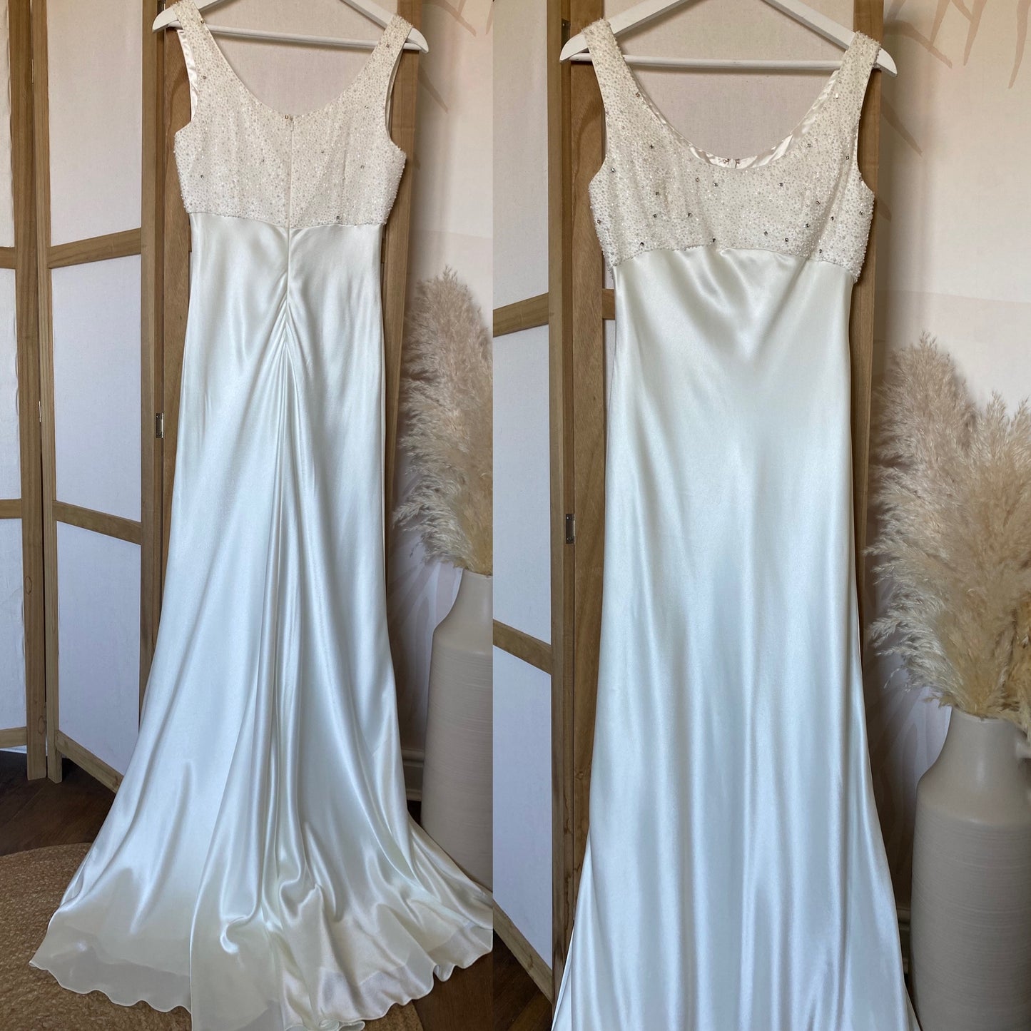 Mon Cheri Destinations satin beaded wedding dress uk 10