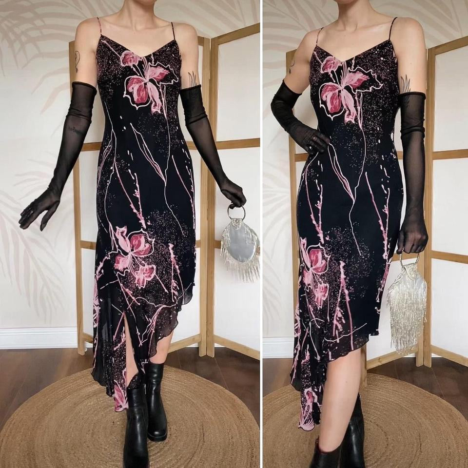 Joseph Ribkoff black & pink slip dress uk 12