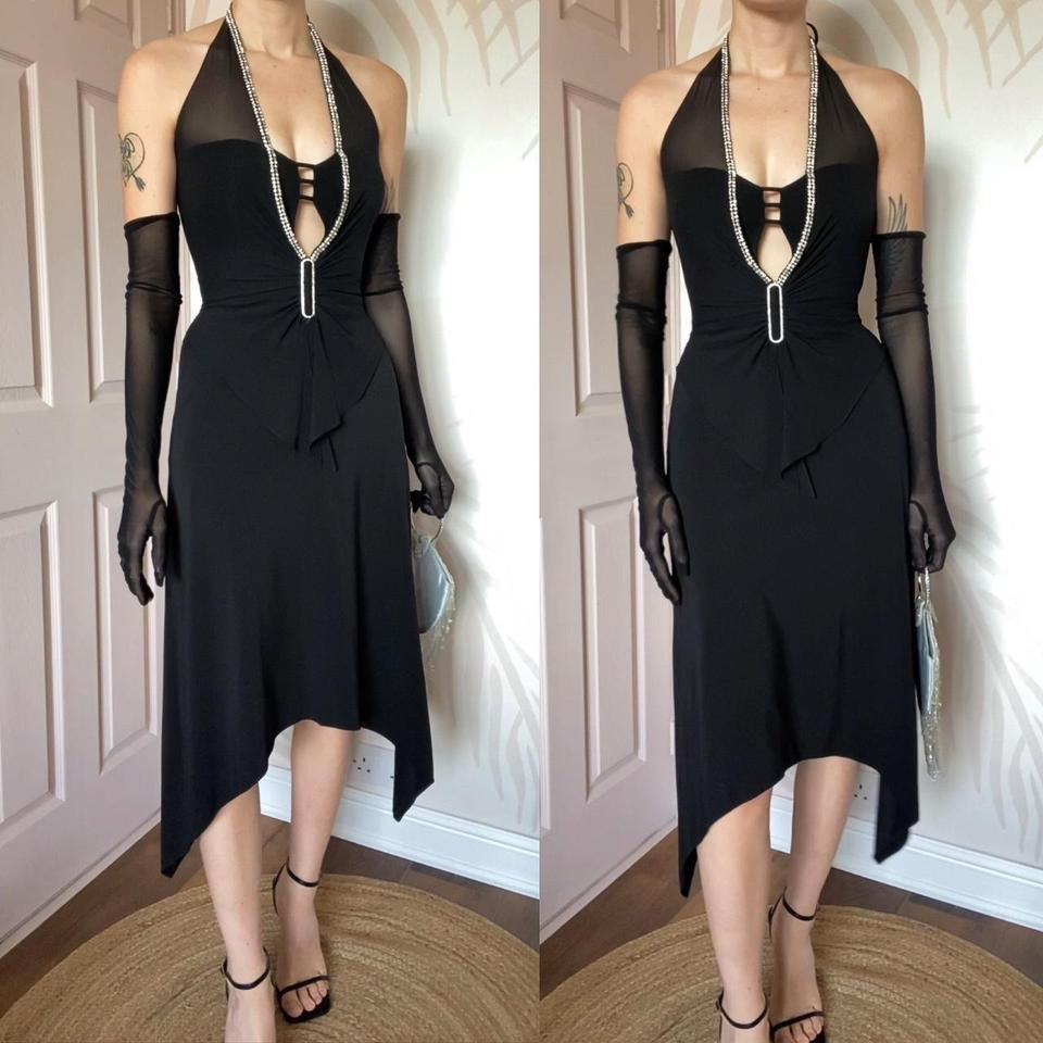 Chic black Dusk diamanté midi dress UK 10