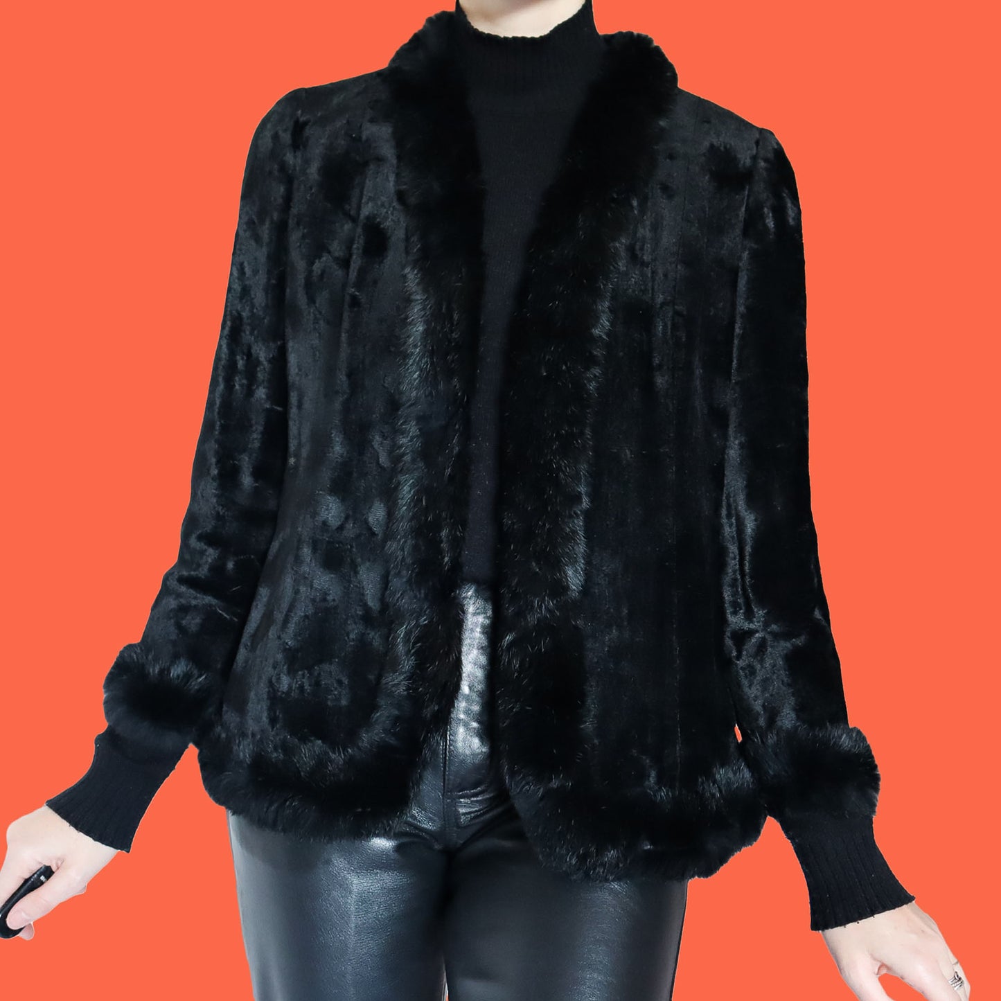 Black faux fur jacket UK M