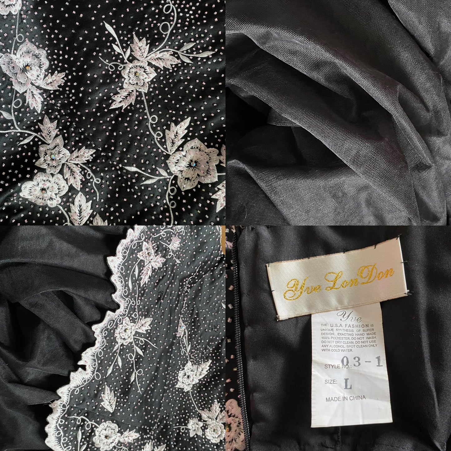 YVE London strapless beaded fishtail dress UK 12