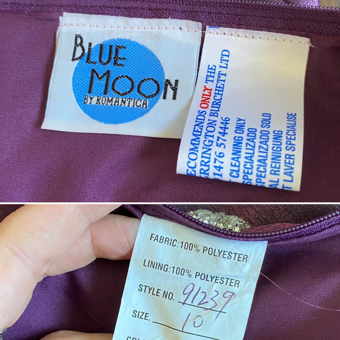 Blue Moon shimmery purple beaded dress uk 10