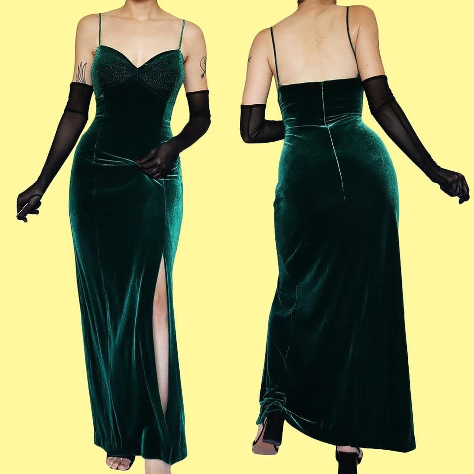 Green Velvet Bernshaw Bodycon Dress UK 16 – Scum Vintage