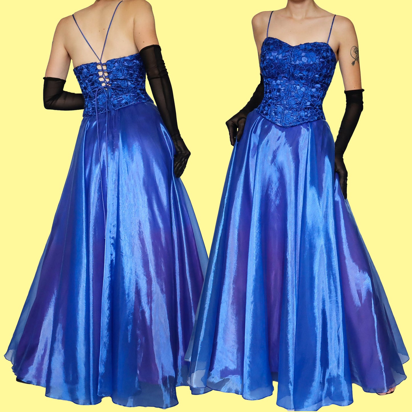 YVE London blue a-line prom dress & shawl UK 12-14