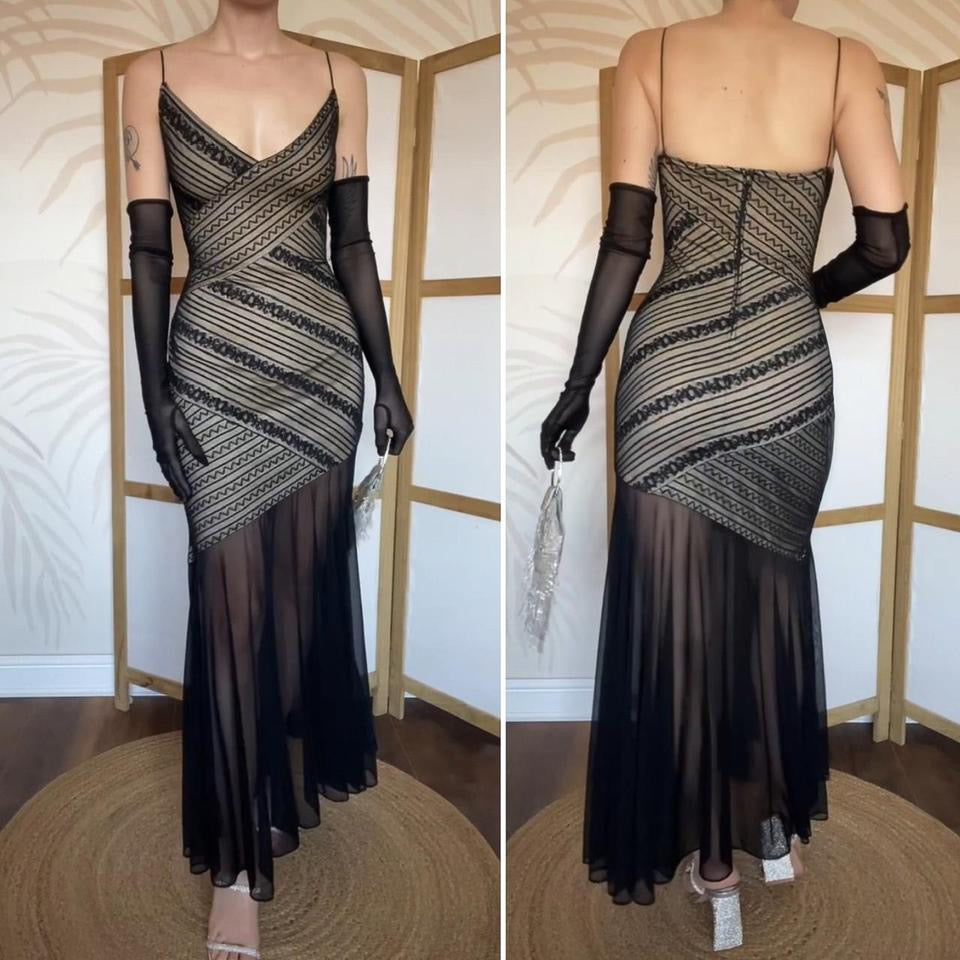 Tadashi bodycon sheer hem dress UK 14