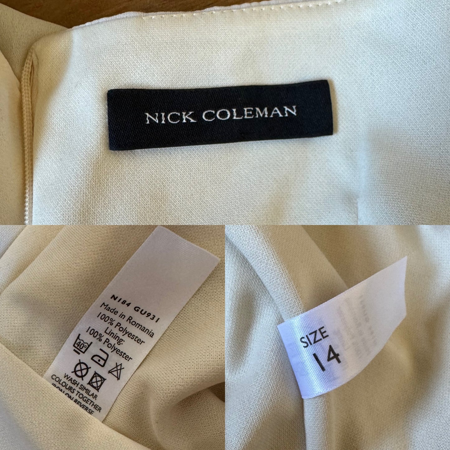 Nick Coleman pale yellow summer dress uk 12