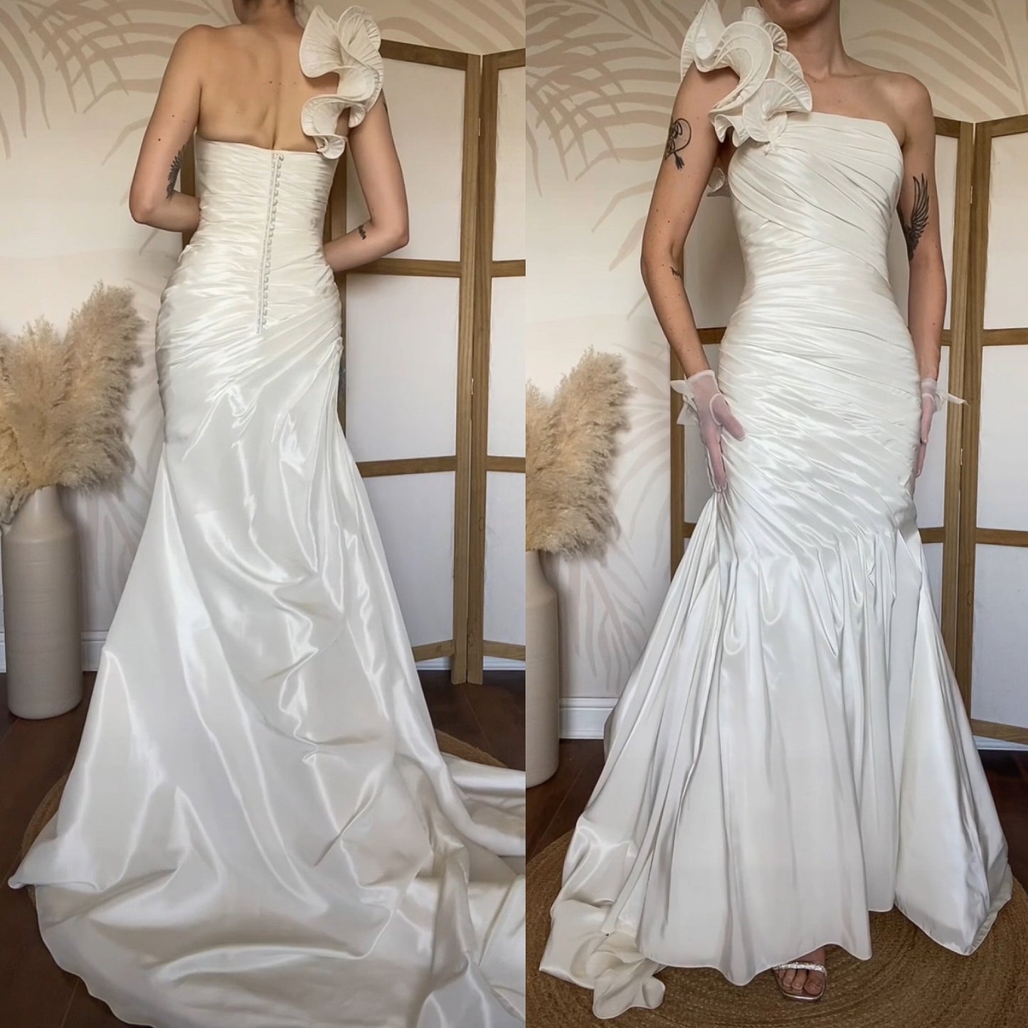 Victoria Jane silky ivory fishtail wedding dress UK 12-14